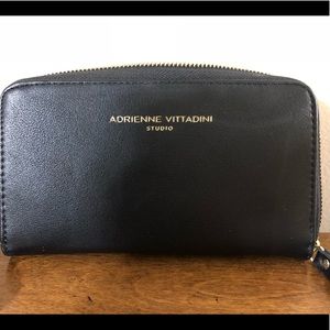Adrienne Vittadini Black leather wallet clutch